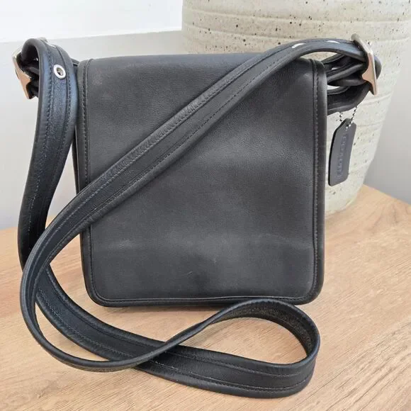 Coach 9145 Legacy Flap Crossbody Shoulder Bag Dark Gray Leather Vintage Purse - Picture 1 of 16